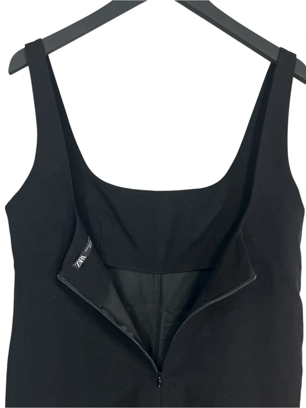 Zara Black Viscose Linen Cotton Blend Scoopneck Romper Size Medium